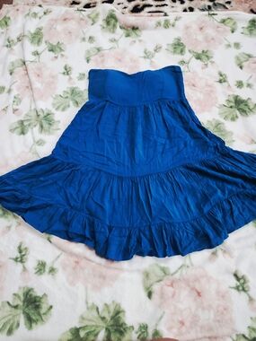 Zenana Outfitters Teal Blue Strapless Circle Skirt